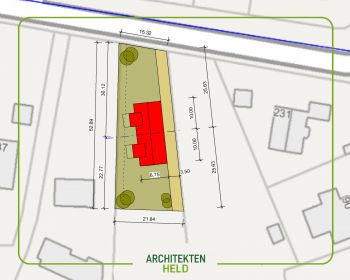 Bauantragsplanung für ein Doppelhaus mit XXL Frontspießen